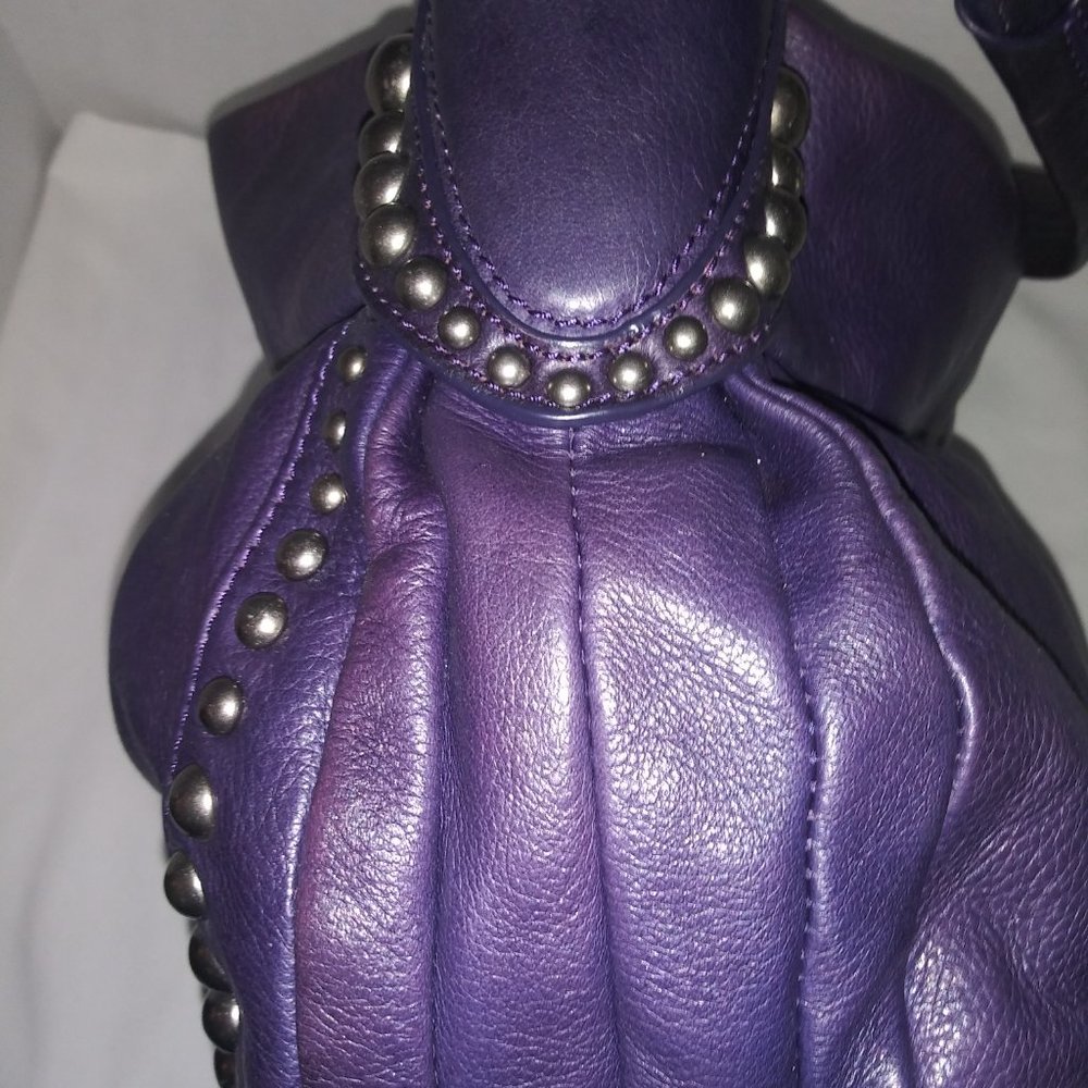 B Markowsky purple leather studded shoulder bag - Picture 7 of 7